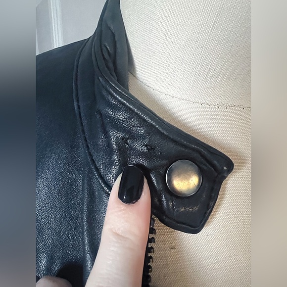 H&M Dragon Tattoo Collection by Trish Summerville Black Leather Bike Jacket RARE - Picture 7 of 12